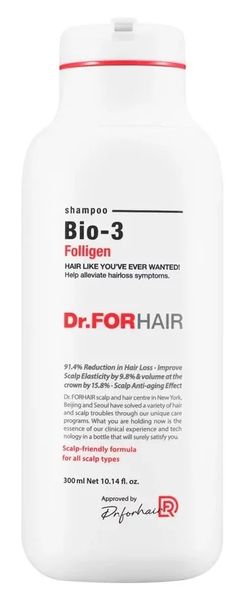 Відновлюючий шампунь проти випадіння зі стовбуровими клітинами Dr.Forhair Folligen BIO 3 Shampoo, 500 мл 10774 фото